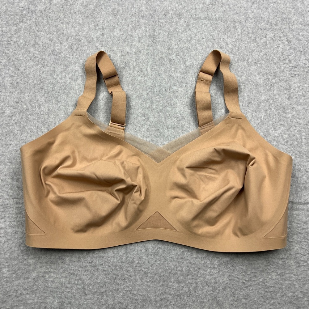 Honeylove Crossover Bra 40DD Beige Seamless Mesh Wireless Comfort Adjust Stretch